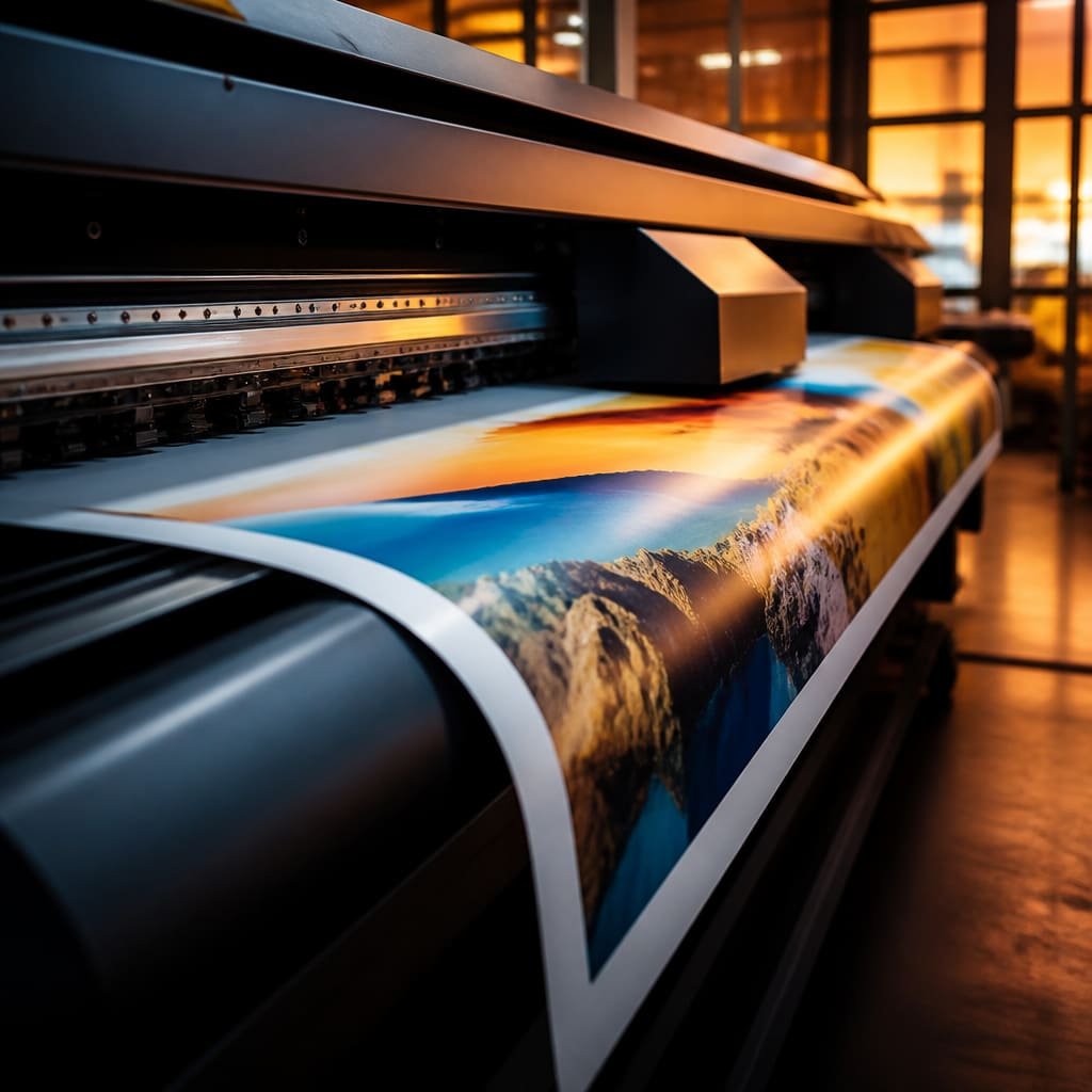 Large format printer producing vibrant signage