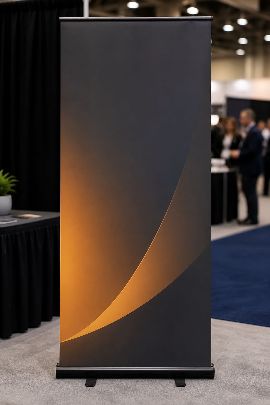 Roll-up banner stand at an exhibition